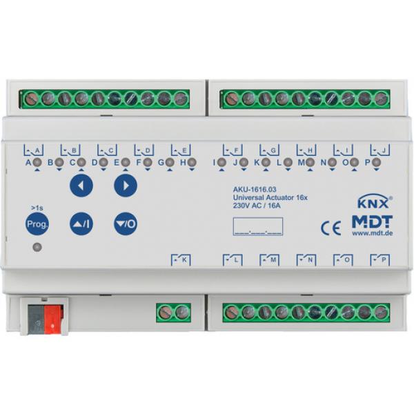 MDT technologies AKU-1616.03 Universalaktor 16-fach, 8TE, REG, 16 A, 230 V AC, 100 µF, 15 EVG