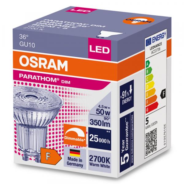 Osram P PAR 16 50 36 ° 4.5 W/2700 K GU10 PARATHOM® DIM PAR16 50 36 ° 4.5 W/2700 K GU10 (Menge: 10 Stück je Bestelleinheit)