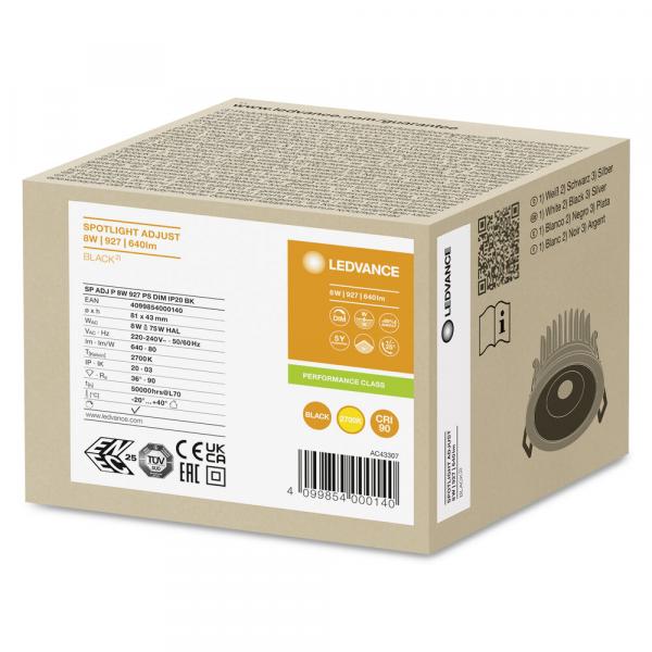Osram SP ADJ P 8W 927 PS DIM IP20 BK SPOT ADJUST 8W 927 PS DIM IP20 BK (Menge: 20 Stück je Bestelleinheit)