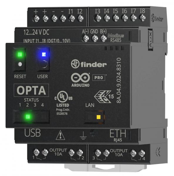 Finder 8A.04.9.024.8310 OPTA Plus, 8 Eingänge A/D (0-10V/12-24V), 4 Ausgänge (10A), Ver