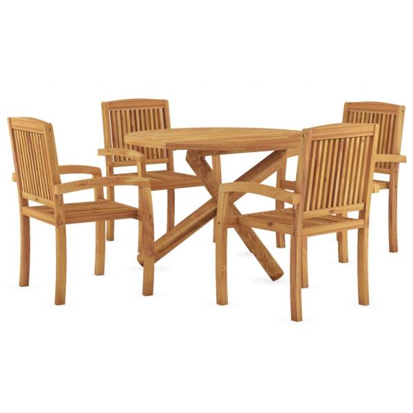 5-tlg. Garten-Essgruppe Massivholz Teak