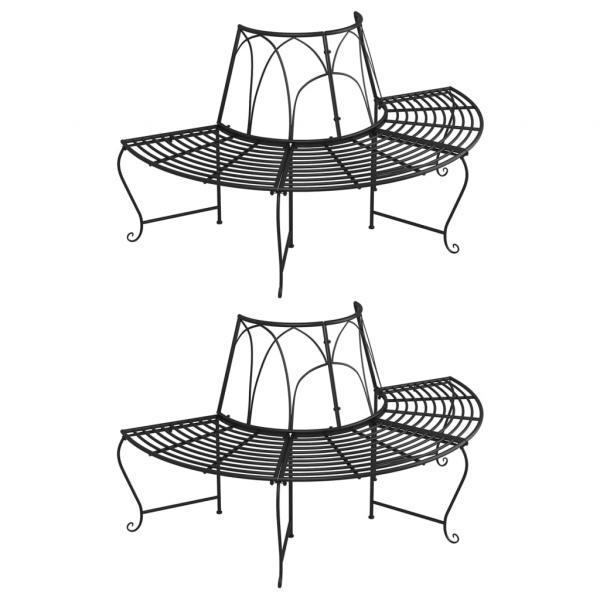 ARDEBO.de - Baumbänke Halbrund 2 Stk. Ø159 cm Schwarz Stahl