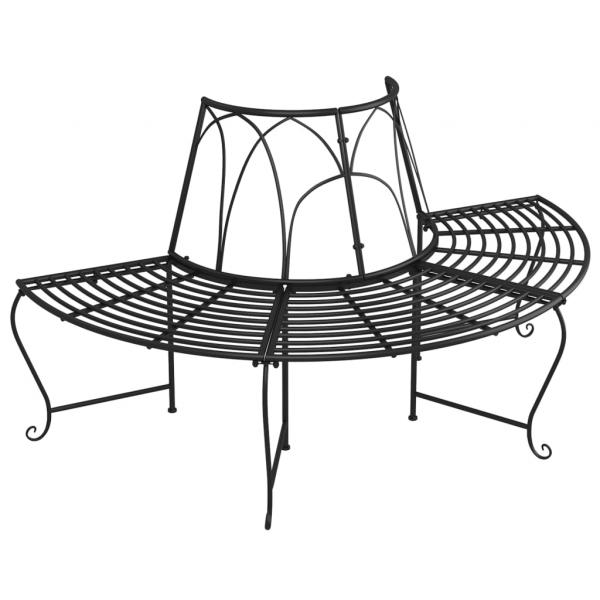 Baumbänke Halbrund 2 Stk. Ø159 cm Schwarz Stahl
