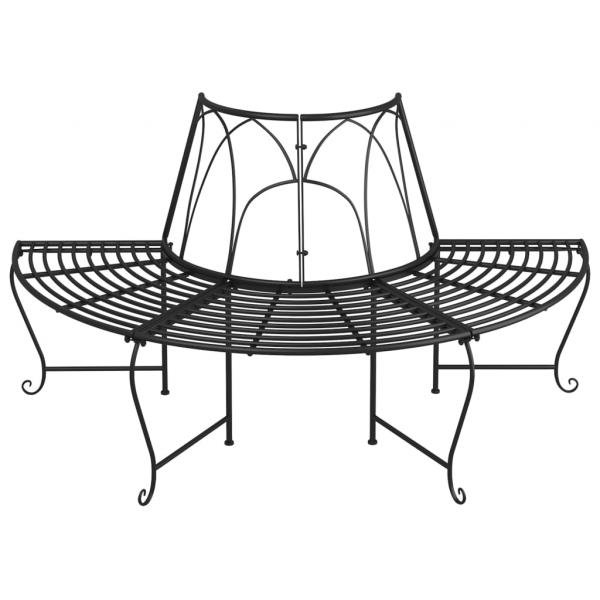Baumbänke Halbrund 2 Stk. Ø159 cm Schwarz Stahl