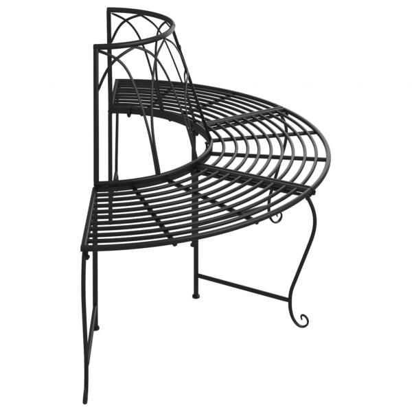 Baumbänke Halbrund 2 Stk. Ø159 cm Schwarz Stahl