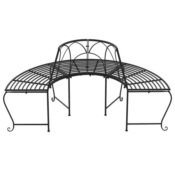 Baumbänke Halbrund 2 Stk. Ø159 cm Schwarz Stahl