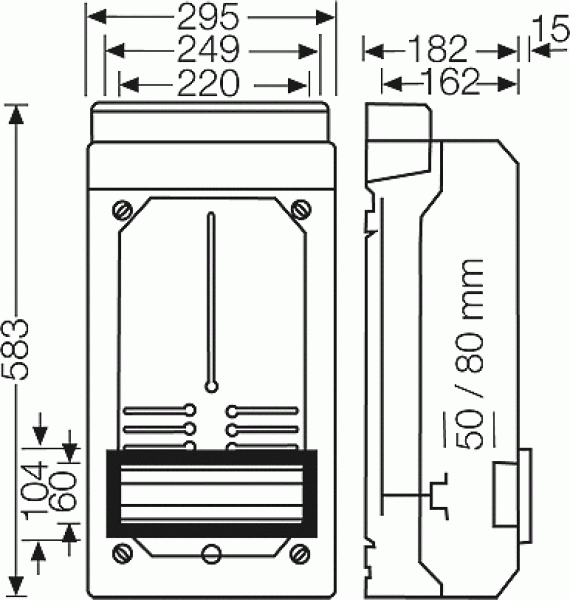 Hensel KV 9337 Zählergehäuse, HxBxT 583x295x182 mm, grau
