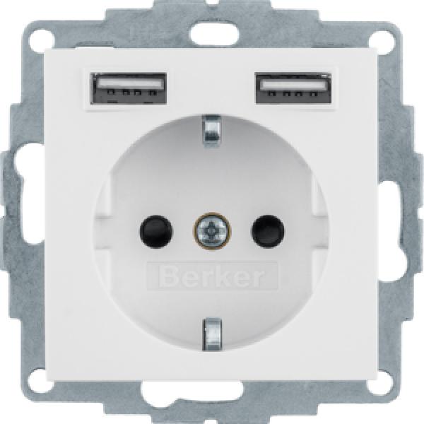 Berker 48036089 Steckdose SCHUKO/USB A-A, Q.x, pw. samt