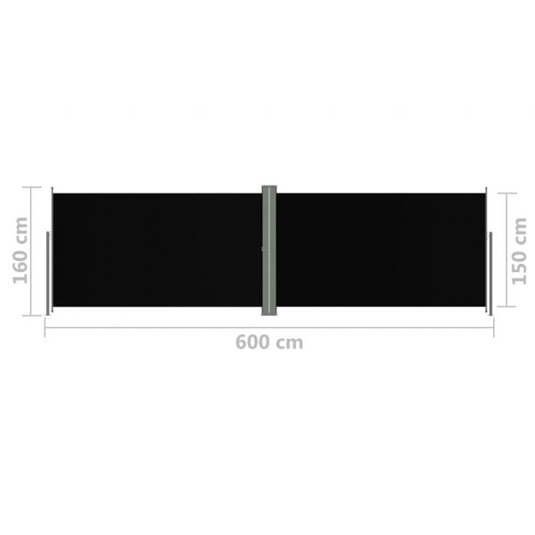 Seitenmarkise Ausziehbar Schwarz 160x600 cm