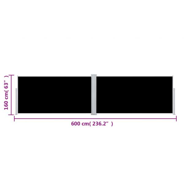 Seitenmarkise Ausziehbar Schwarz 160x600 cm