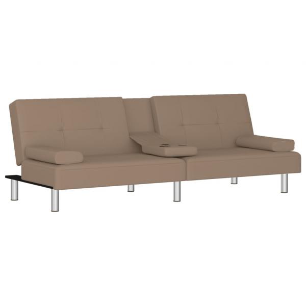 Schlafsofa mit Getränkehaltern Cappuccino Kunstleder