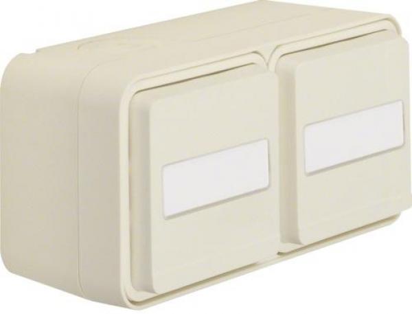 ARDEBO.de Berker 47753532 Steckdose SCHUKO, 2fach, waagerecht, mit Klappdeckel, Beschriftungsfeld, W.1, polarweiß matt