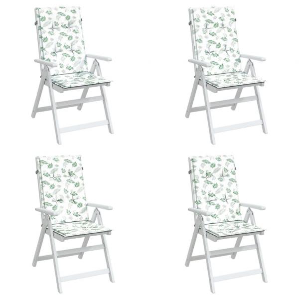 Hochlehner-Auflagen 4 Stk. Blattmuster Stoff