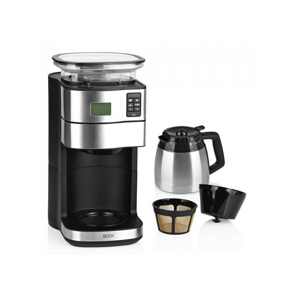 BEEM Fresh-Aroma-Perfect II - Thermo Filterkaffeemaschine mit Mahlwerk, 1000W, 1,25l, Edelstahl (03958)