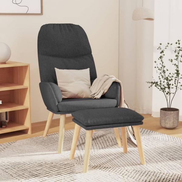 ARDEBO.de - Relaxsessel mit Hocker Dunkelgrau Stoff