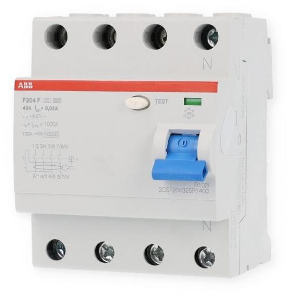 ARDEBO.de ABB F204F-40/0,03 FI-Schalter, Typ F, 40/0,03A, 4-Polig (2CSF204325R1400)