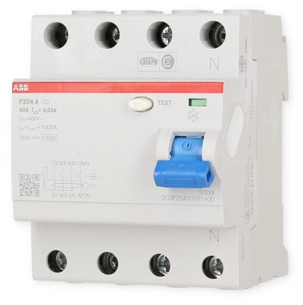 ABB F204A-40/0,03 FI-Schalter, 40A/30mA, 4-Polig, Typ A (2CSF204101R1400)