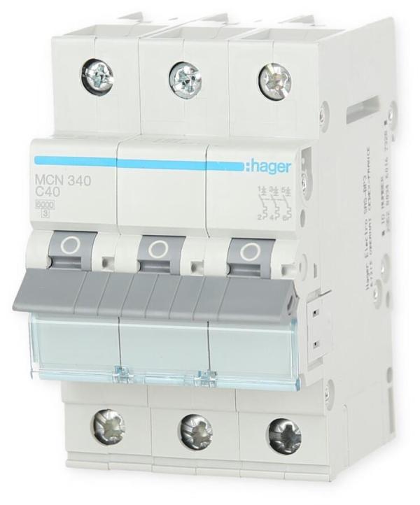 Hager MCN340 Leitungsschutzschalter 3 polig 6kA C-Charakteristik 40A 3 Module