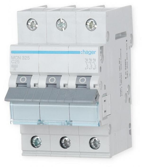 ARDEBO.de Hager MCN325 Leitungsschutzschalter 3 polig 6kA C-Charakteristik 25A 3 Module