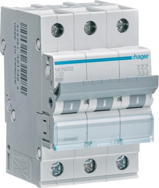 ARDEBO.de Hager MCN332 Leitungsschutzschalter 3 polig 6kA C-Charakteristik 32A 3 Module
