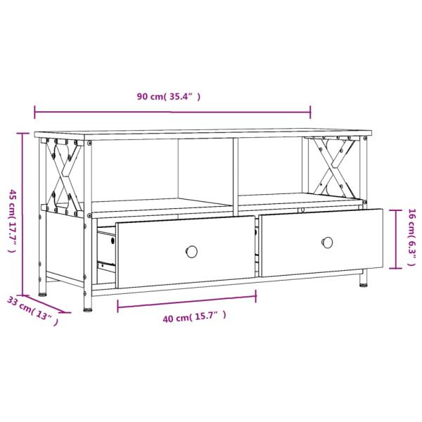 TV-Schrank Grau Sonoma 90x33x45 cm Holzwerkstoff & Eisen