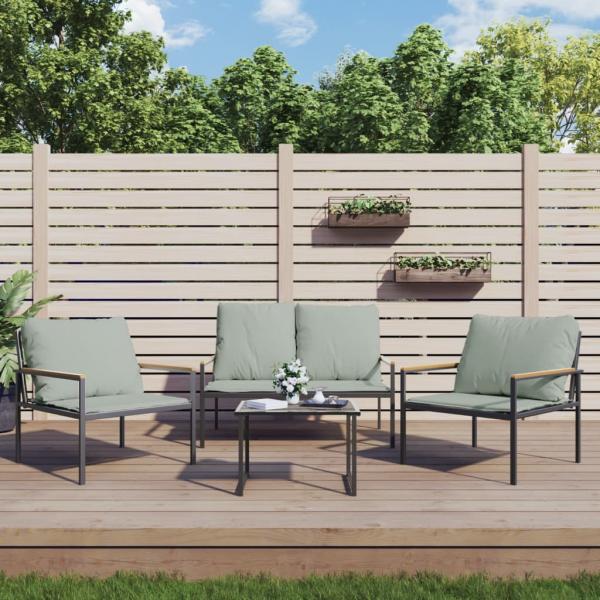 ARDEBO.de - 4-tlg. Garten-Lounge-Set mit Kissen Anthrazit Stahl