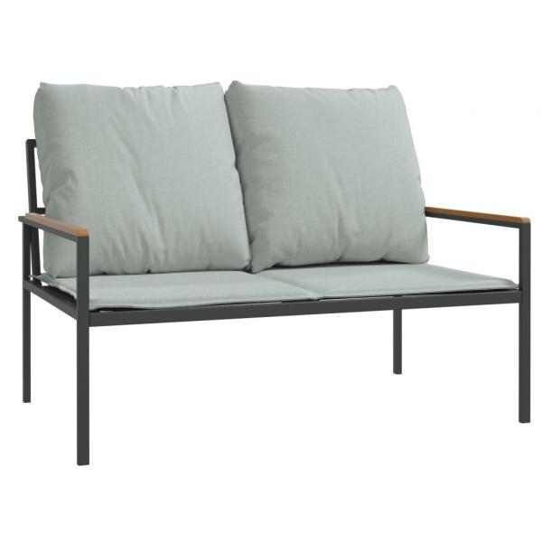4-tlg. Garten-Lounge-Set mit Kissen Anthrazit Stahl