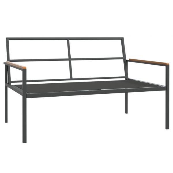 4-tlg. Garten-Lounge-Set mit Kissen Anthrazit Stahl