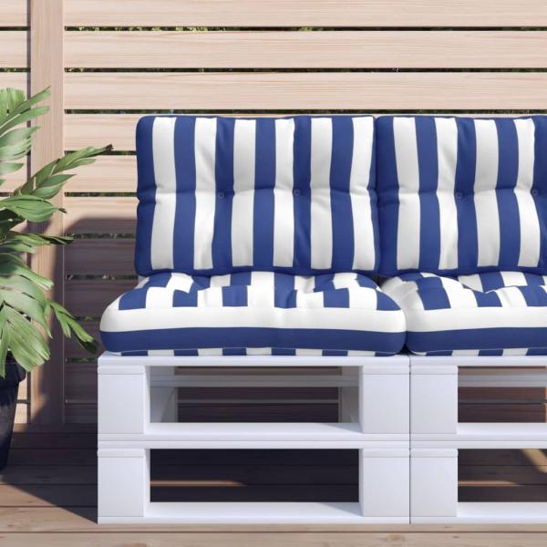 ARDEBO.de - Palettenkissen Blau Weiß Gestreift 60x40x12 cm Stoff