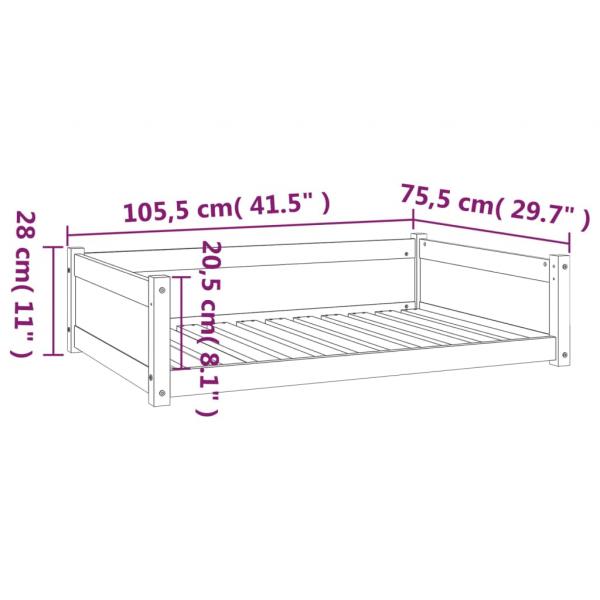 Hundebett 105,5x75,5x28 cm Massivholz Kiefer