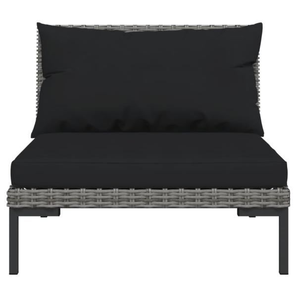5-tlg. Garten-Lounge-Set mit Kissen Poly Rattan Dunkelgrau