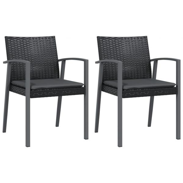 Gartenstühle mit Kissen 2 Stk. Schwarz 56,5x57x83cm Poly Rattan