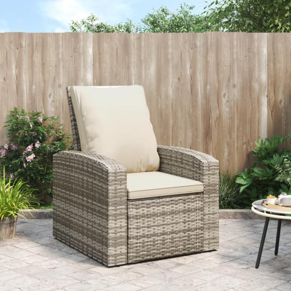 ARDEBO.de - Gartensessel Verstellbar mit Kissen Hellbraun Poly Rattan