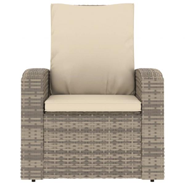 Gartensessel Verstellbar mit Kissen Hellbraun Poly Rattan