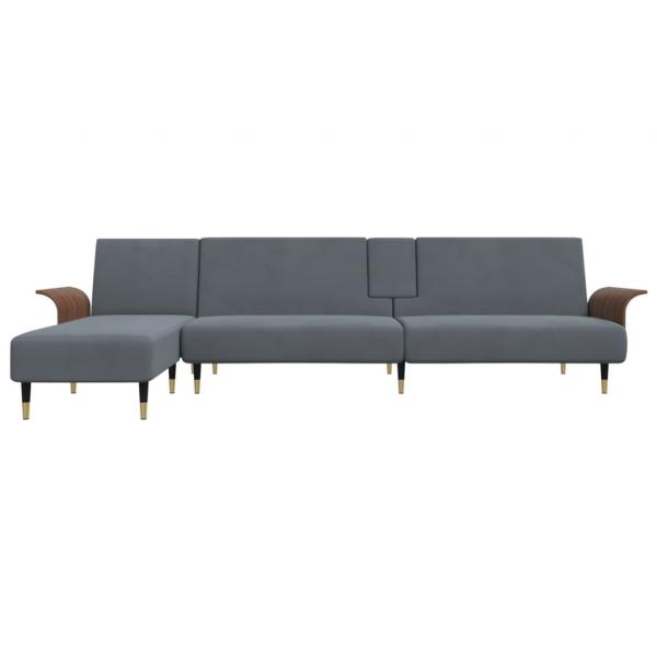 ARDEBO.de - Schlafsofa in L-Form Dunkelgrau 279x140x70 cm Samt