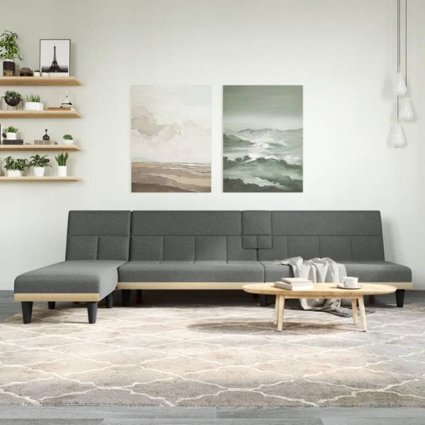ARDEBO.de - Schlafsofa in L-Form Dunkelgrau 255x140x70 cm Stoff