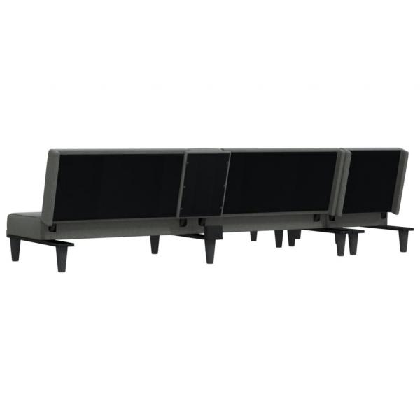 Schlafsofa in L-Form Dunkelgrau 255x140x70 cm Stoff