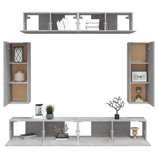 6-tlg. TV-Schrank-Set Betongrau Holzwerkstoff