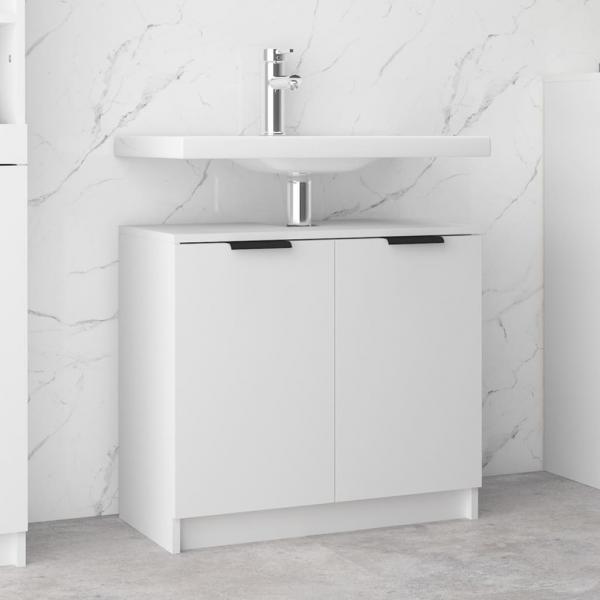 ARDEBO.de - Badschrank Weiß 64,5x33,5x59 cm Holzwerkstoff
