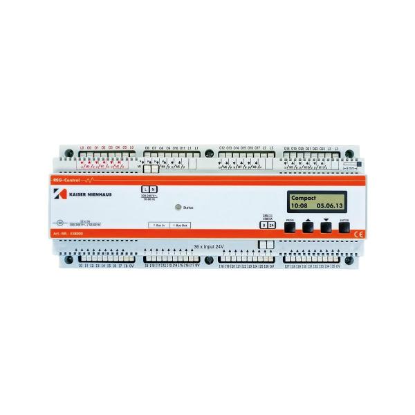 ARDEBO.de Kaiser Nienhaus 338000 REG-Control Zentralsteuerung, Modul zur Steuerung von Rollladen- und Jalousiemotoren, zum Aufrasten auf DIN-Tragschiene, für 12 Motoren mit Zeitsteuerung, Zentral.- Gruppen und Einzelbedienung
