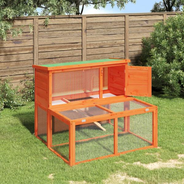 ARDEBO.de - Kaninchenstall Braun 102x90x84,5 cm Massivholz Kiefer