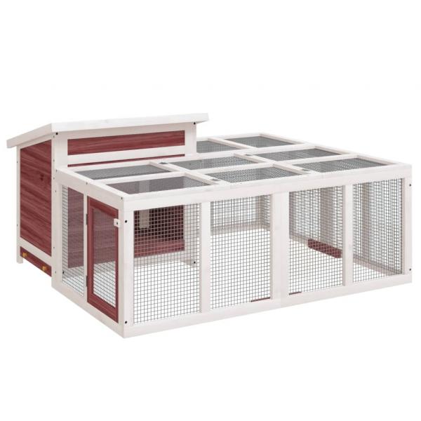 Kaninchenstall Mokka 144x123x67,5 cm Massivholz Kiefer