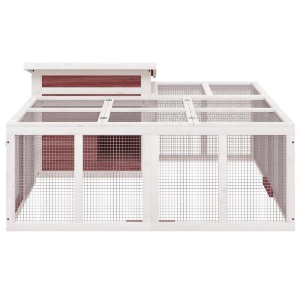 Kaninchenstall Mokka 144x123x67,5 cm Massivholz Kiefer