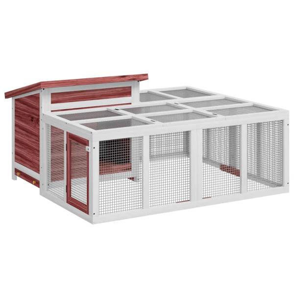 Kaninchenstall Mokka 144x123x67,5 cm Massivholz Kiefer