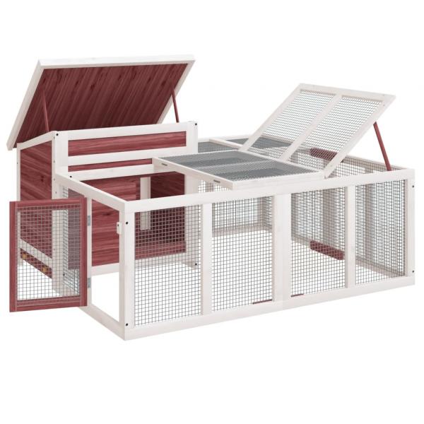 Kaninchenstall Mokka 144x123x67,5 cm Massivholz Kiefer