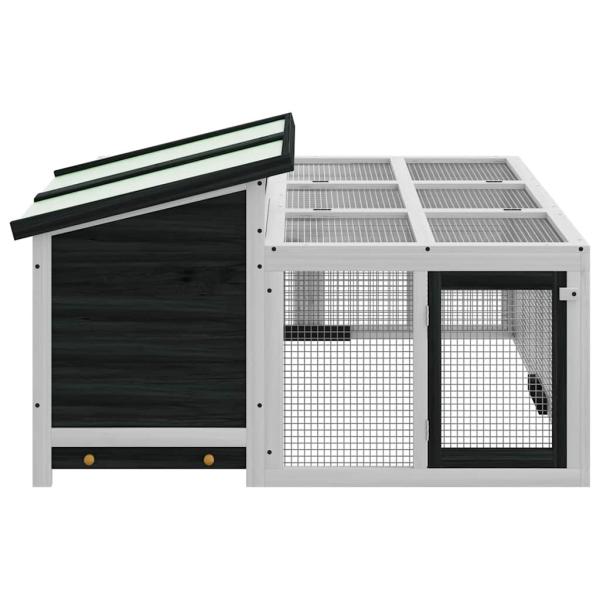 Kaninchenstall Grau 144x123x67,5 cm Massivholz Kiefer