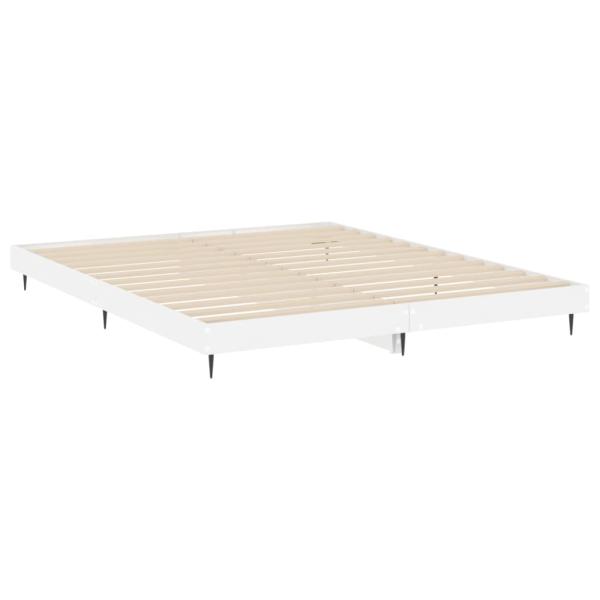 ARDEBO.de - Bettgestell Hochglanz-Weiß 150x200 cm Holzwerkstoff