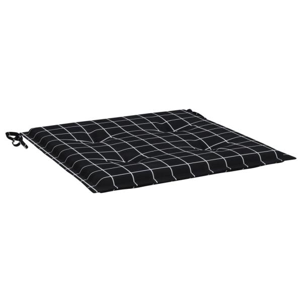 Gartenstuhl-Kissen 6 Stk. Schwarz Karomuster 50x50x3 cm Stoff