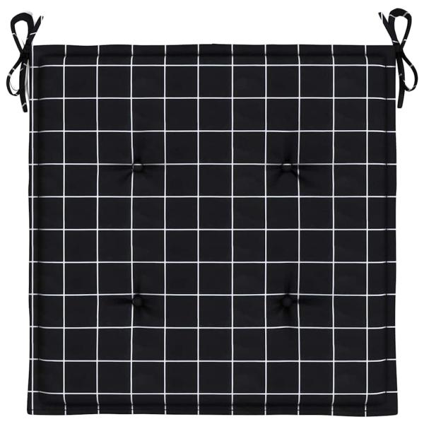 Gartenstuhl-Kissen 6 Stk. Schwarz Karomuster 50x50x3 cm Stoff