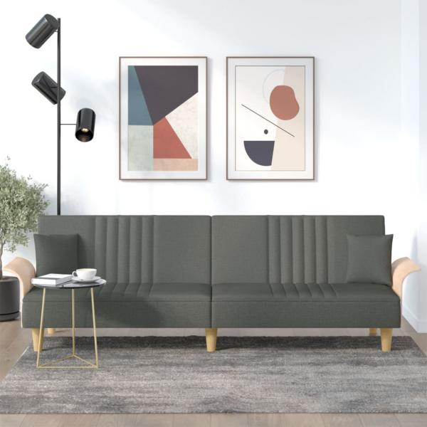 ARDEBO.de - Schlafsofa mit Armlehnen Dunkelgrau Stoff